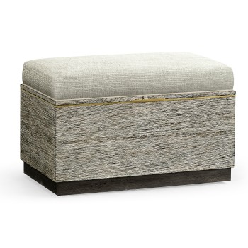 Geometric Dark French Oak Stool with Inside Storage on Wheels