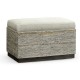 Geometric Dark French Oak Stool with Inside Storage on Wheels