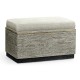 Geometric Dark French Oak Stool with Inside Storage on Wheels