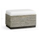 Geometric Dark French Oak Stool with Inside Storage on Wheels