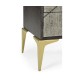 Geometric Tall Dark French Oak Chest of Six Drawers