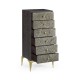 Geometric Tall Dark French Oak Chest of Six Drawers