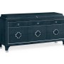 Antique Blue Oak Buffet with Eleven Drawers