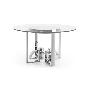 Asian Fusion Stainless Steel & Glass Top Dining Table 54