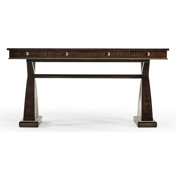 Black Eucalyptus & Silver Espresso Desk with Wood Stretcher