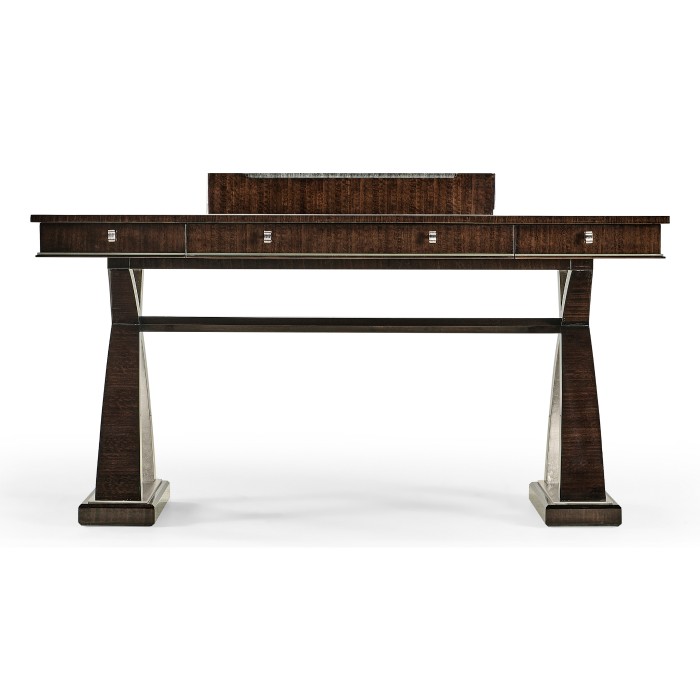Black Eucalyptus & Silver Espresso Desk with Wood Stretcher
