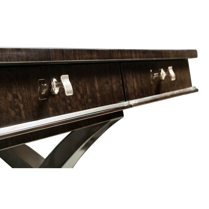 Black Eucalyptus & Silver Espresso Desk with Wood Stretcher