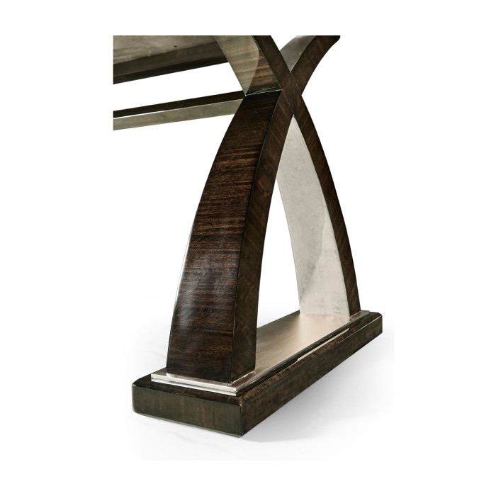 Black Eucalyptus & Silver Espresso Desk with Wood Stretcher