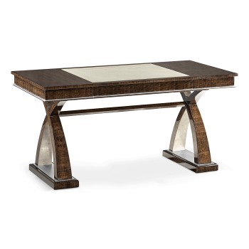 Black Eucalyptus & Silver Espresso Desk with Wood Stretcher