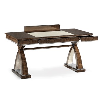 Black Eucalyptus & Silver Espresso Desk with Wood Stretcher