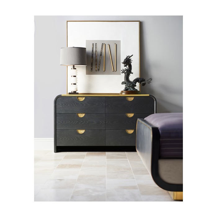 Fusion Curved Ebonised Oak US Queen Bed