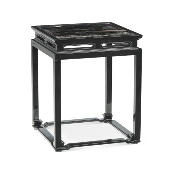 Fusion Smoky Black End Table with Marble Top