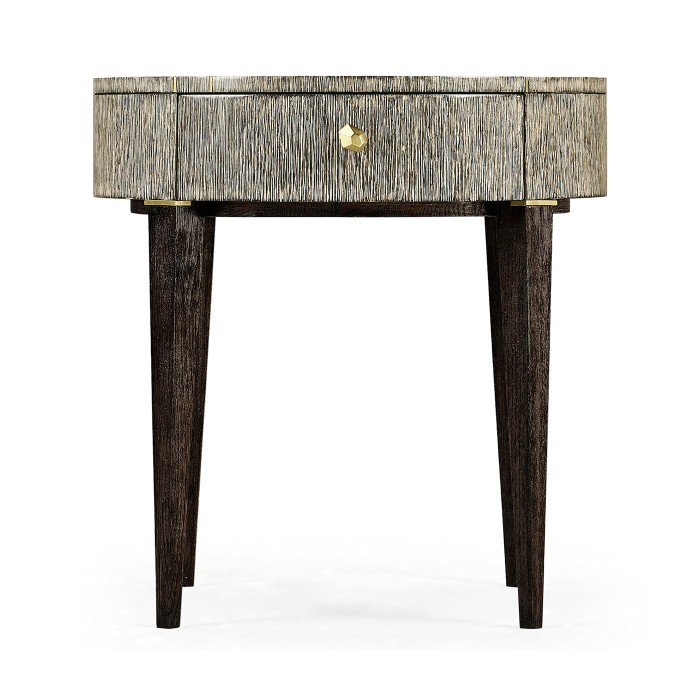 Geometric Circular Dark French Oak End Table with Drawer