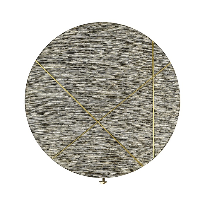 Geometric Circular Dark French Oak End Table with Drawer