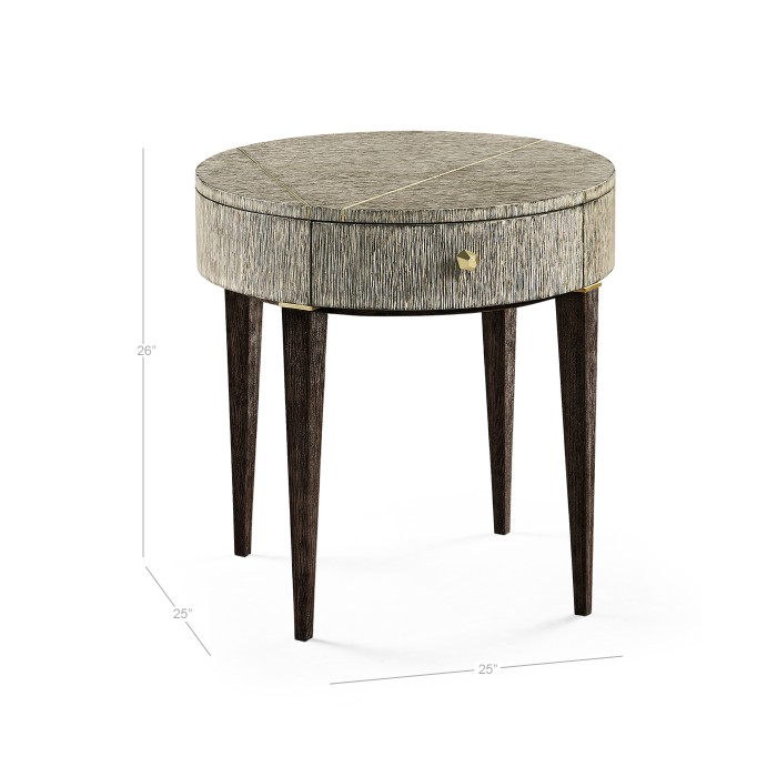 Geometric Circular Dark French Oak End Table with Drawer