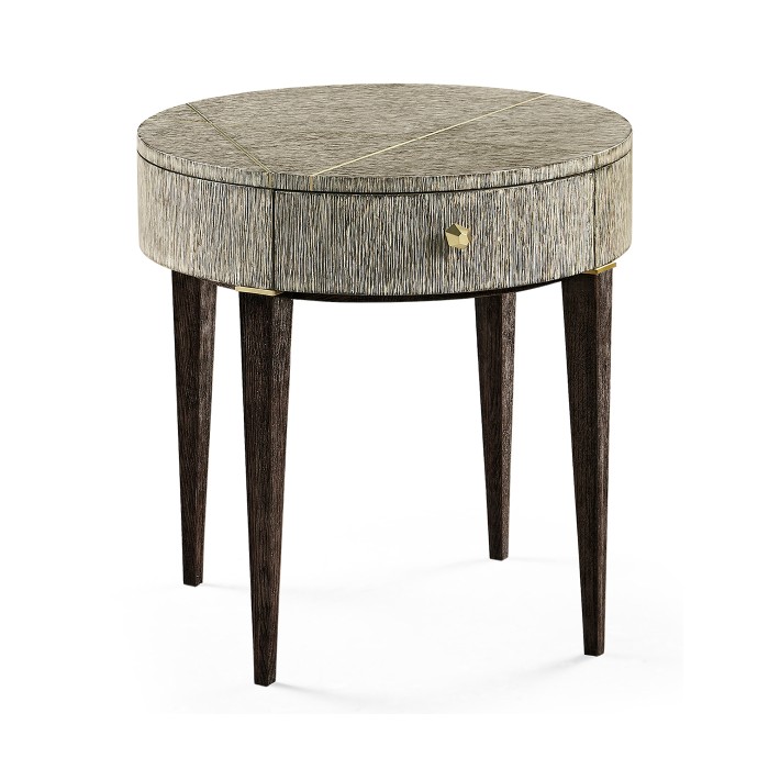 Geometric Circular Dark French Oak End Table with Drawer