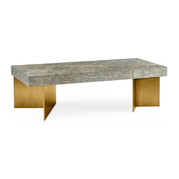Geometric Rectangular Dark French Oak & Gilded Coffee Table