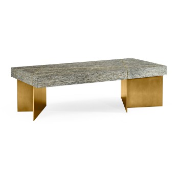 Geometric Rectangular Dark French Oak & Gilded Coffee Table