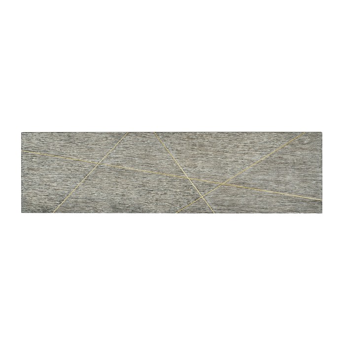 Geometric Dark French Oak & Gilded Console Table