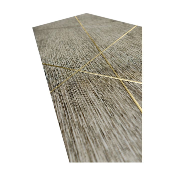 Geometric Dark French Oak & Gilded Console Table