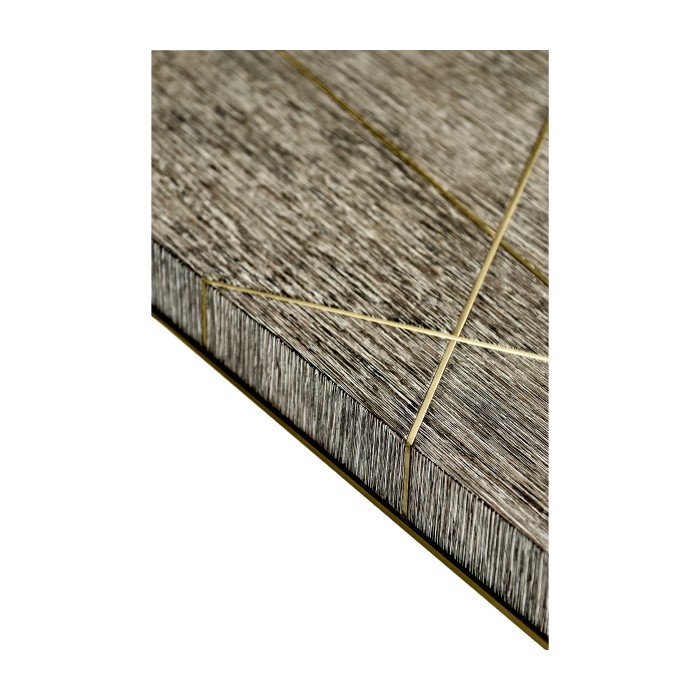 Geometric Dark French Oak & Gilded Console Table