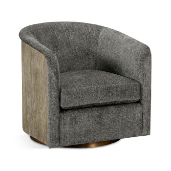 Geometric Dark French Oak Swivel Chair