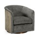 Geometric Dark French Oak Swivel Chair