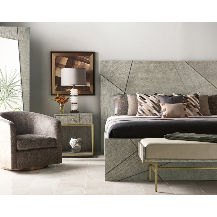 Geometric Dark French Oak Swivel Chair
