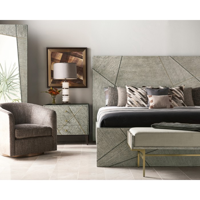 Geometric Dark Mocha Oak Swivel Chair