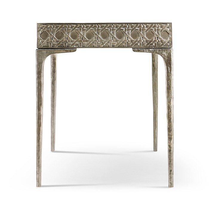 Cnoidal Cane Carved Metal Desk