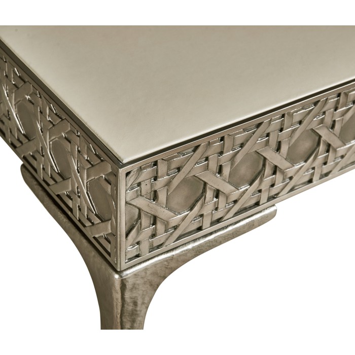 Cnoidal Cane Carved Metal Desk