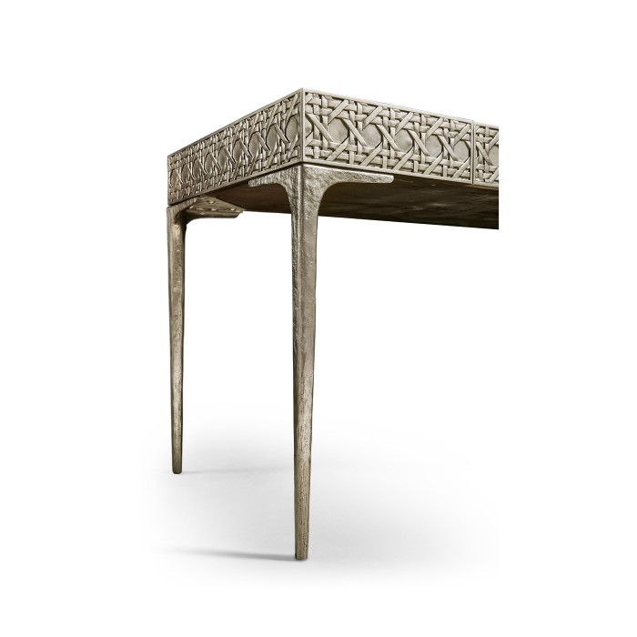 Cnoidal Cane Carved Metal Desk