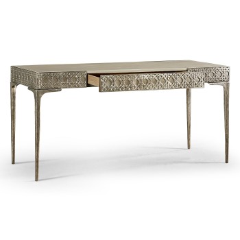 Cnoidal Cane Carved Metal Desk