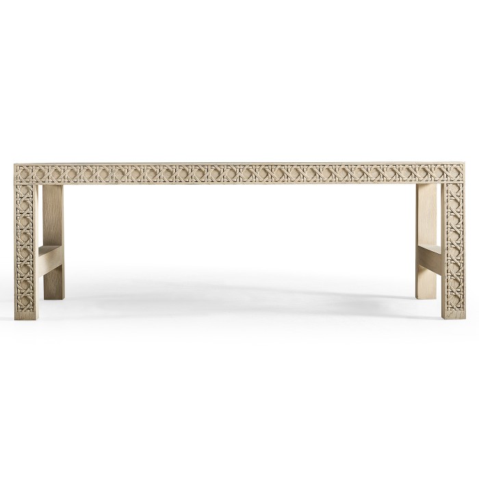 Cnoidal Cane Carved Cocktail Table