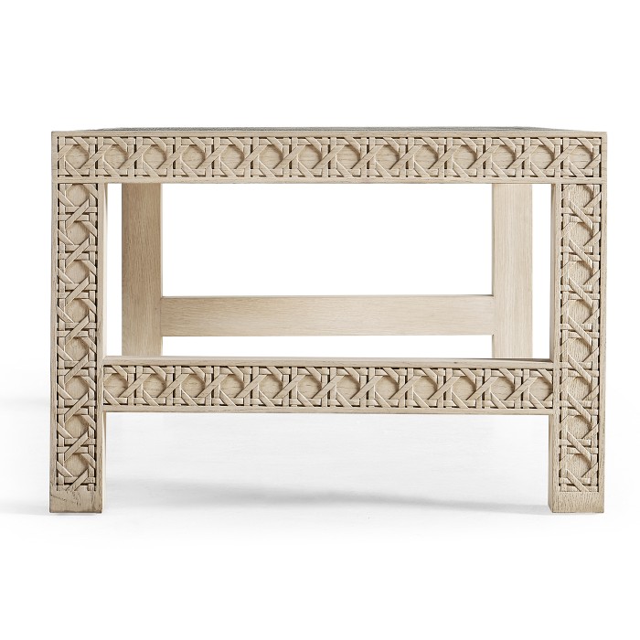 Cnoidal Cane Carved Cocktail Table