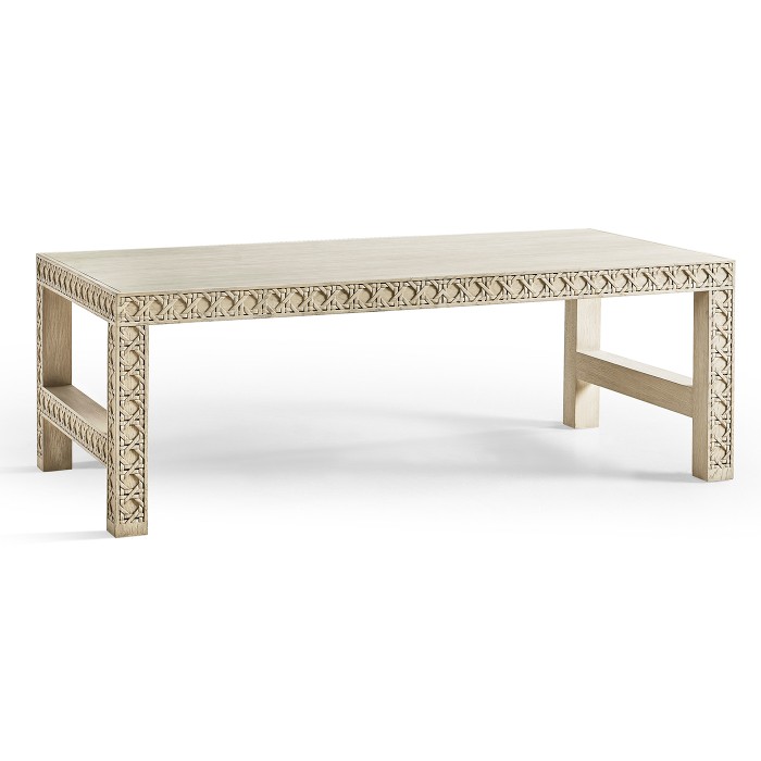 Cnoidal Cane Carved Cocktail Table