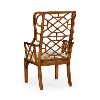 Imperial Mahogany Lattice Back Wing Chair