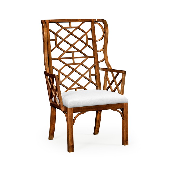 Imperial Mahogany Lattice Back Wing Chair