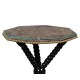 Black Edwardian Campaign Side Table with Glass Top
