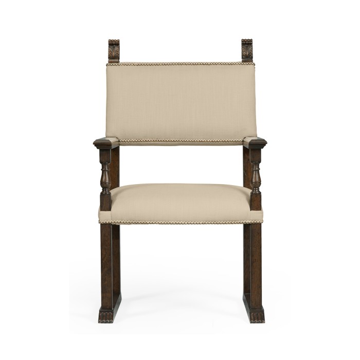 Acanthus Carved Rich Chestnut Dining Arm Chair