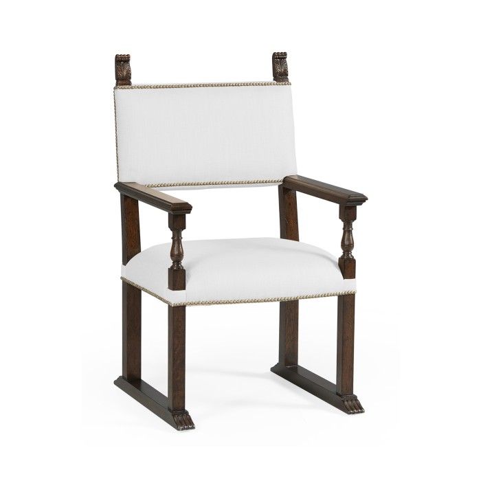 Acanthus Carved Rich Chestnut Dining Arm Chair