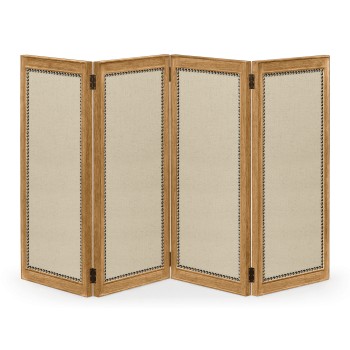 Brushed Medium Brown Oak Screen. Upholstered in MAZO