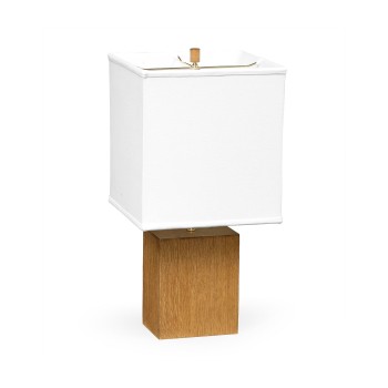 Square Brushed Golden Oak Table Lamp
