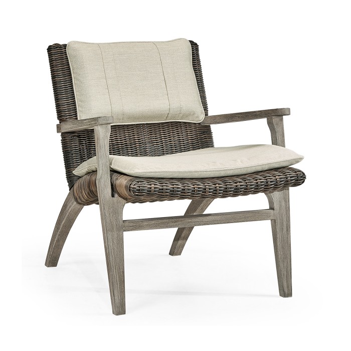 Hampton Grey & Rattan Lounge Chair