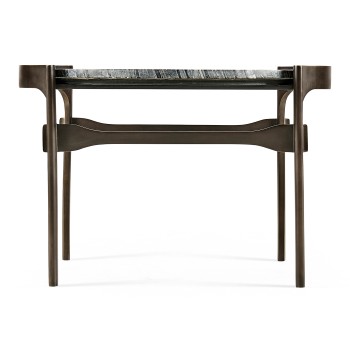 Low Round Solid Brass Coffee Table with a Grey Marble Top