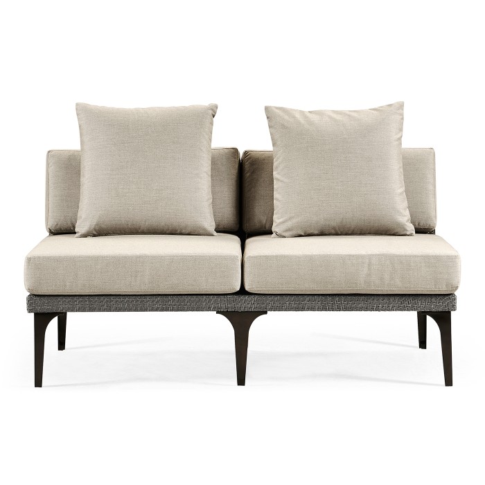 Dark Grey Rattan Two-Seat Centre Sofa Sectional 55