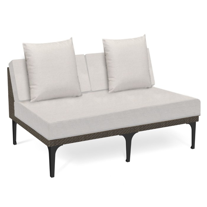 Dark Grey Rattan Two-Seat Centre Sofa Sectional 55