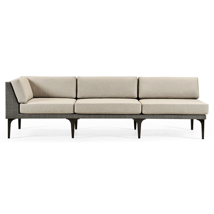 Dark Grey Rattan Right Three-Seat Sofa Sectional 98