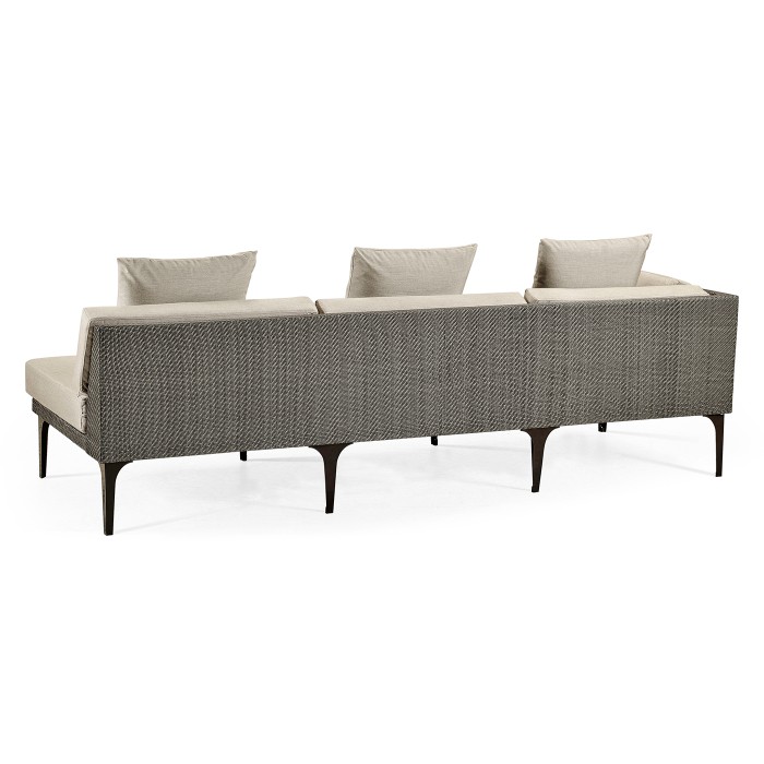 Dark Grey Rattan Right Three-Seat Sofa Sectional 98