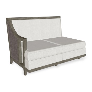 Grey & Dark Grey Rattan Right Two-Seat Sofa Sectional 57